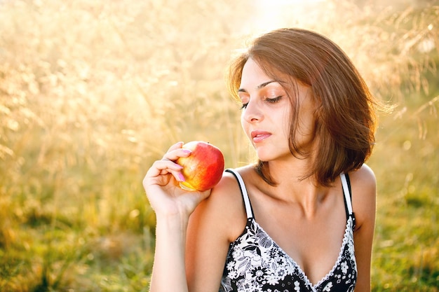 Woman with apple