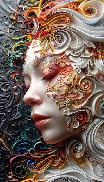 a woman with artistic paper art wallpaper for the phone