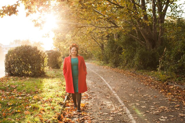 Woman with autumn wreath