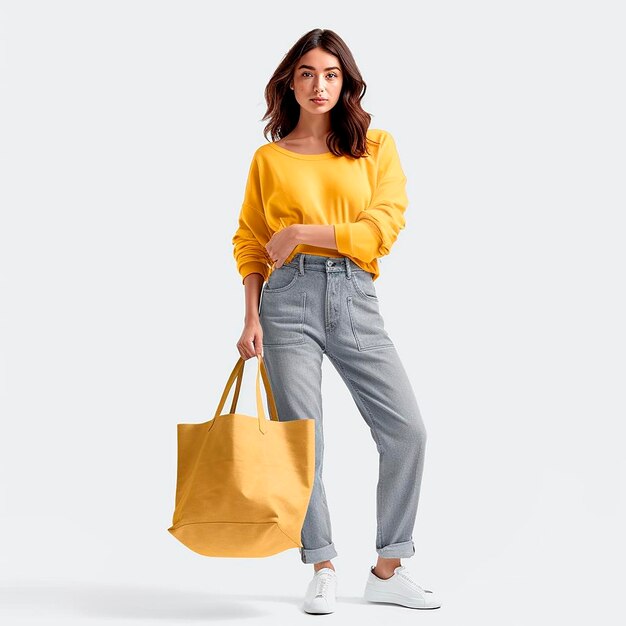 Woman with bag mockup hd