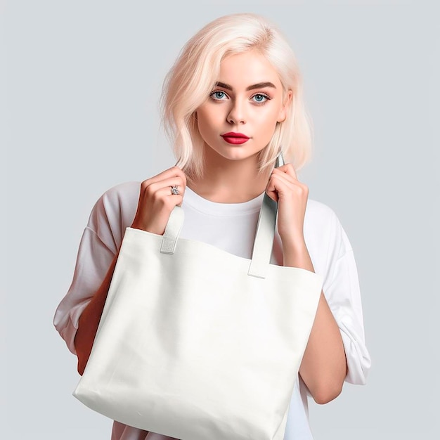 Photo woman with bag mockup hd