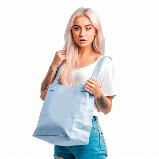 Woman with bag mockup