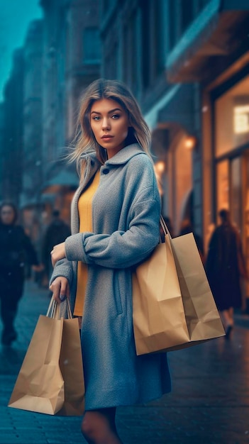 Woman with bag mockup