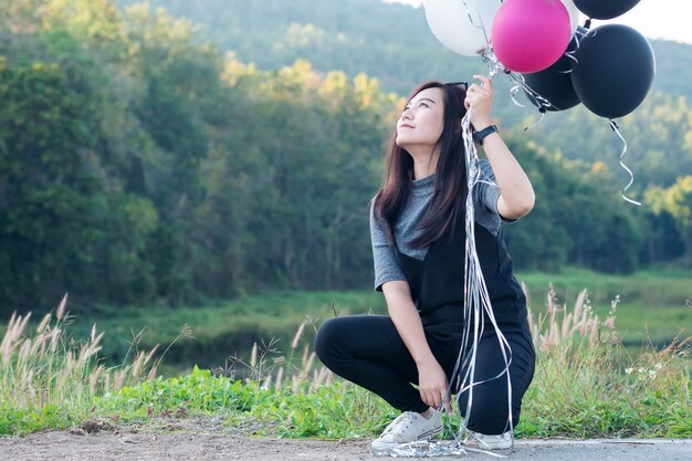 Woman with balloon