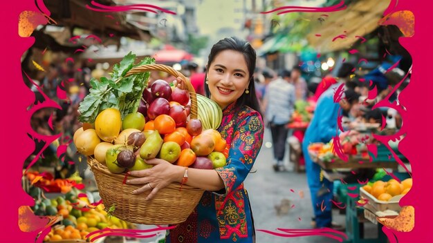 Woman with basket at the market