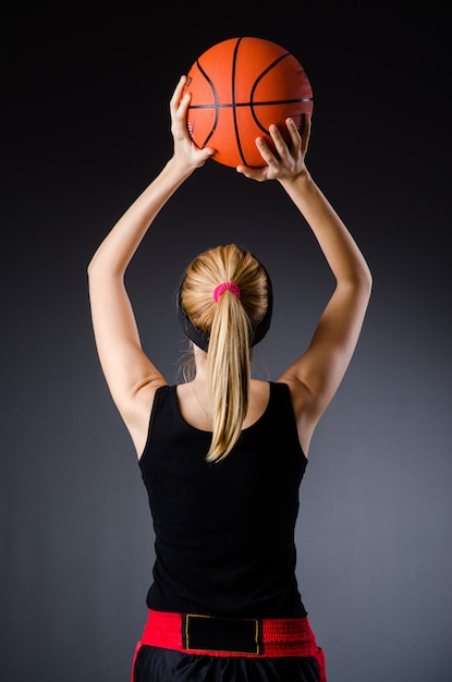 Woman with basketball in sport concept