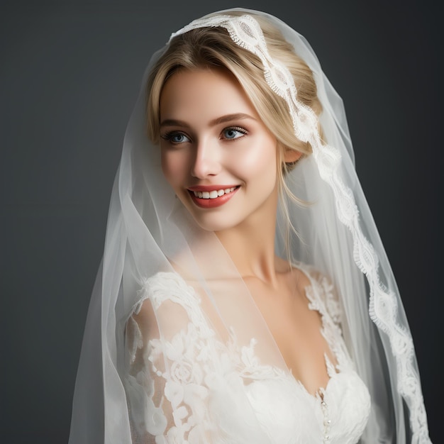 Premium Photo | Woman with a beautiful wedding dress at her wedding