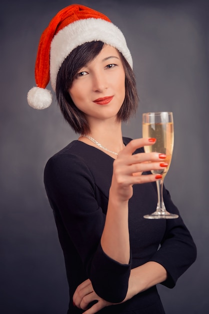 Woman with beverage champagne