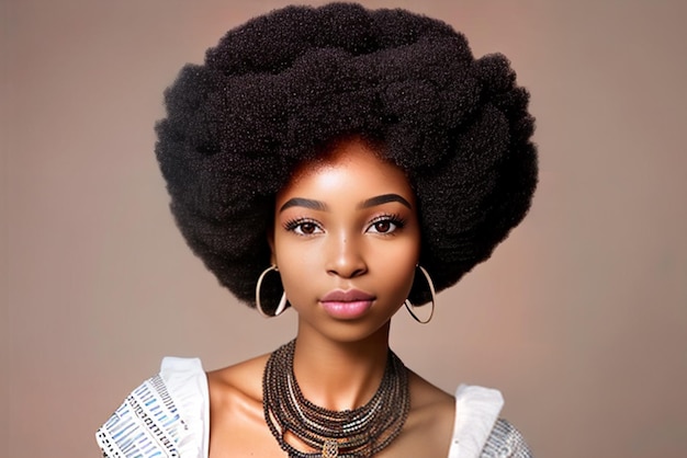 A woman with a big afro hair