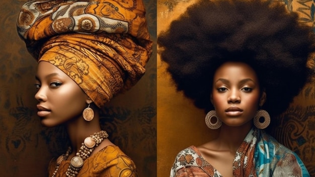 A woman with a big afro and a woman with a big afro