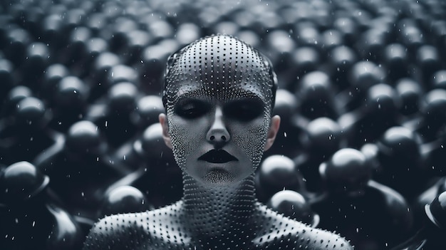 Premium Photo  A woman with black body paint generative ai art