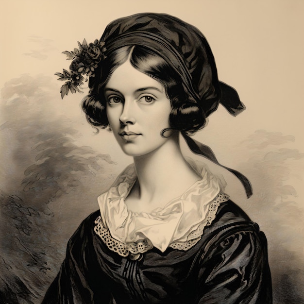 a woman with a black dress and a flower in her hair