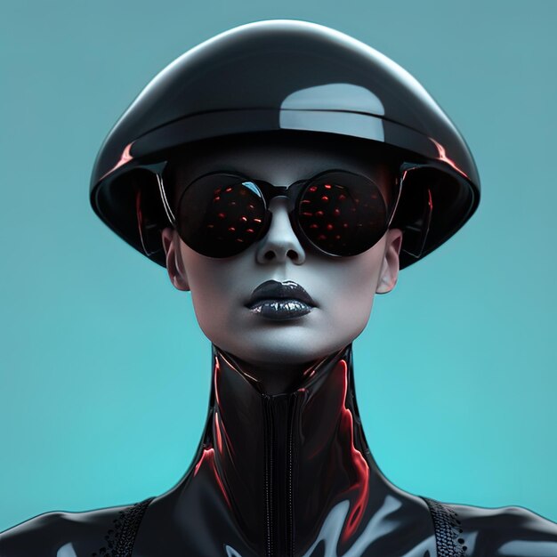 Photo a woman with a black helmet and sunglasses is wearing a black helmet