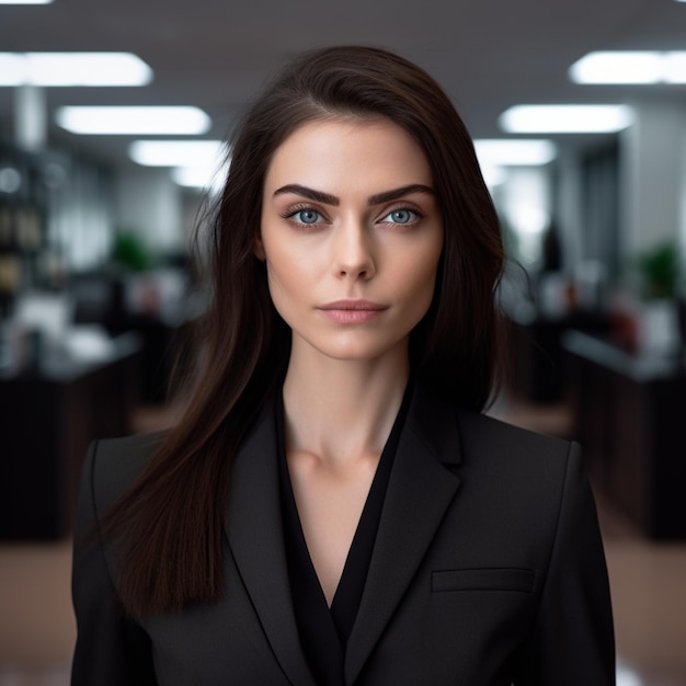 A woman with a black jacket and a black blazer