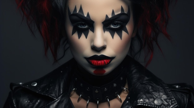 Photo a woman with black and red makeup