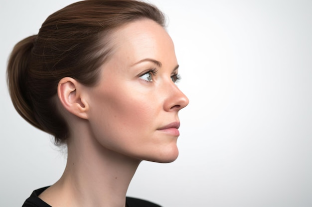 a woman with a black shirt and a black tie