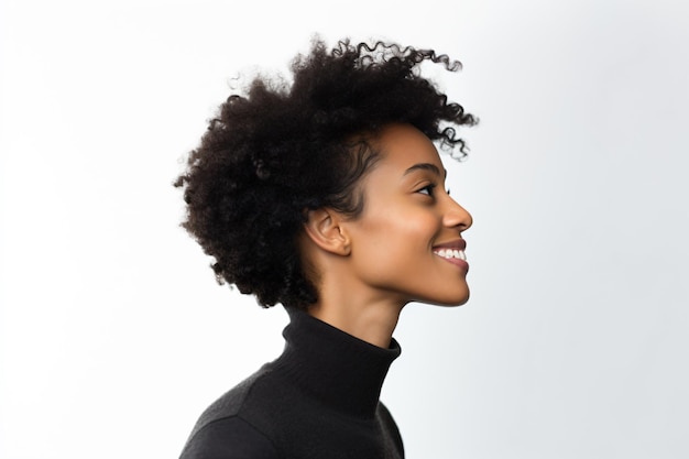 Photo a woman with a black turtle neck and a black top