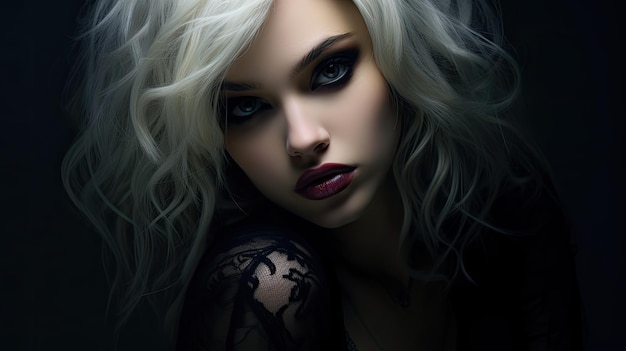 A woman with blonde hair and dark makeup