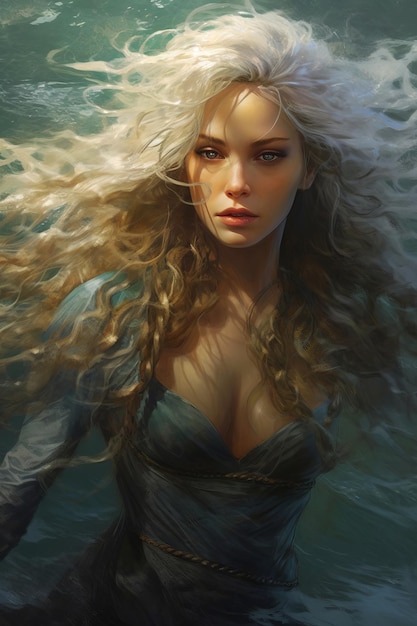 A woman with blonde hair floating in the ocean