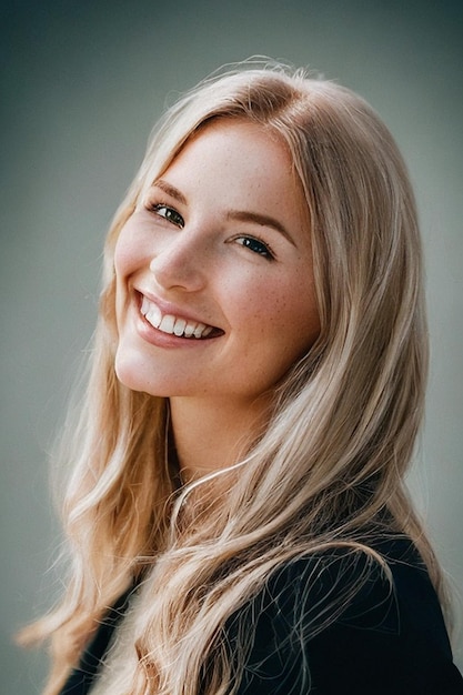 A woman with blonde hair and a smile on her face