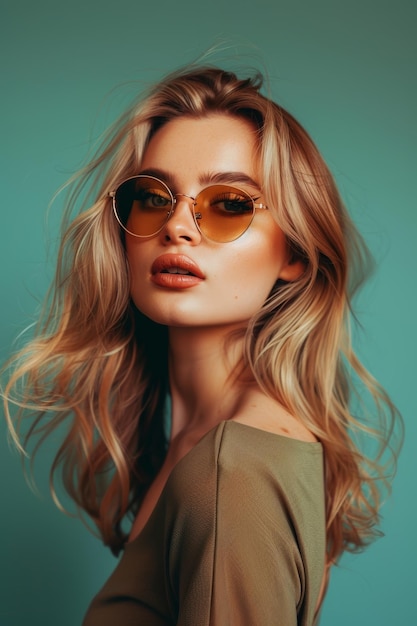 太陽眼鏡をかぶった金の女性生成人工知能