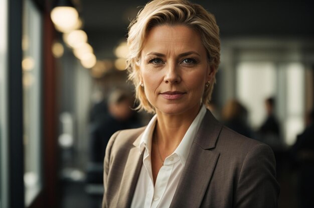 Photo a woman with blonde hair and a white shirt