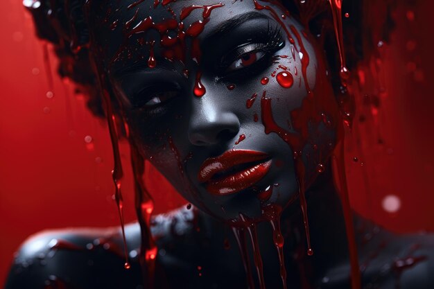 A woman with blood on her face