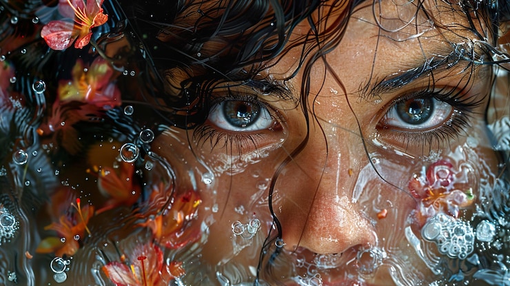 Photo a woman with blue eyes and a freckles on her face