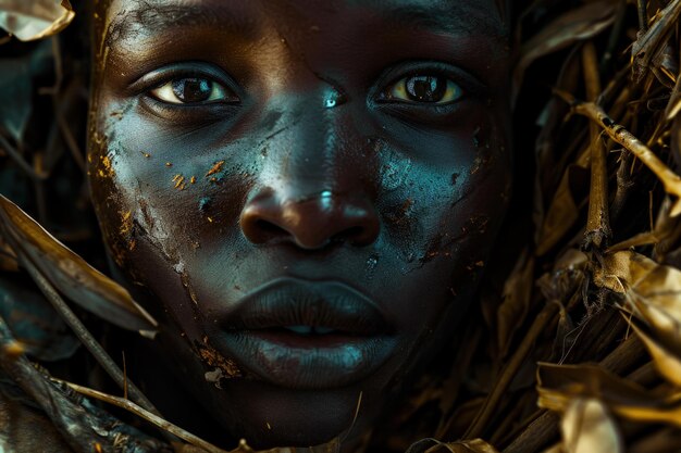 Woman With Blue Face Paint