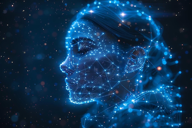 a woman with a blue glowing face and a blue glowing face with the words quot im a girl quot