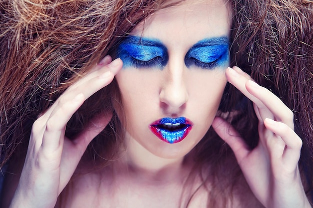 woman with blue visage