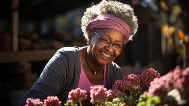 woman with bouquet of flowers