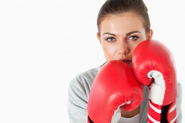 Woman with boxing gloves