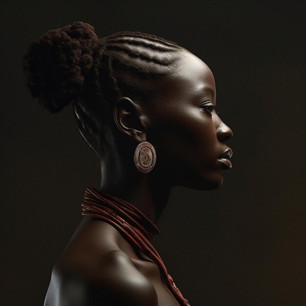 Photo a woman with a braided hair is shown in a black background.