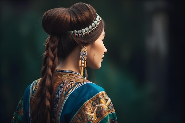 A woman with a braided hairstyle with the word love on the front