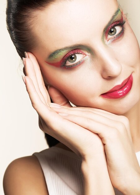 Woman with bright make up