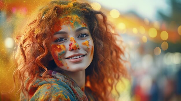 Woman With Bright Paint on Her Face