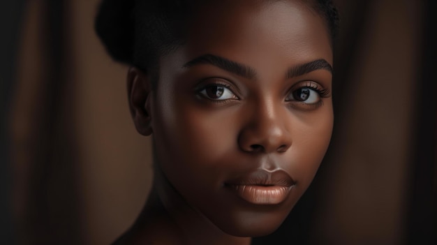 A woman with a brown background and a brown background