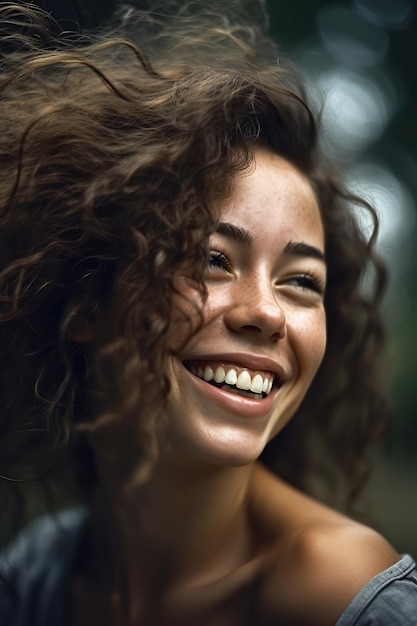 A woman with brown hair smiles and smiles.