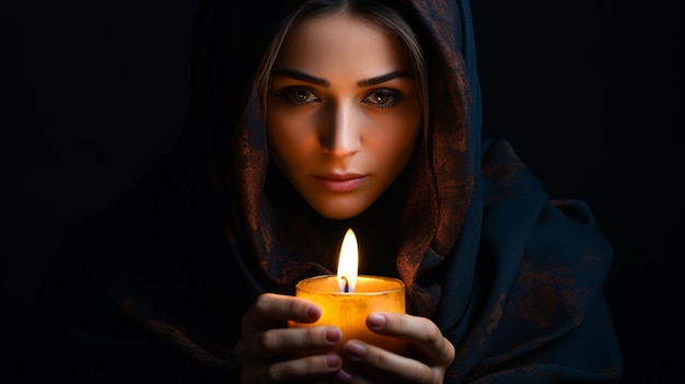 The woman with burning candle High quality photo