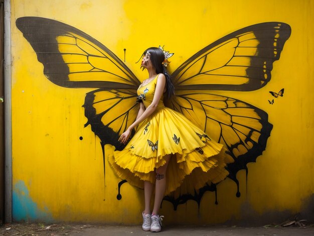 A woman with a butterfly