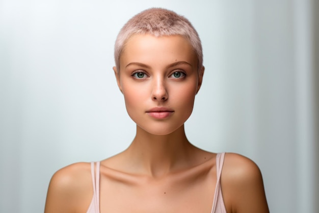 Premium AI Image  a woman with cancer going makeupfree and embracing 
