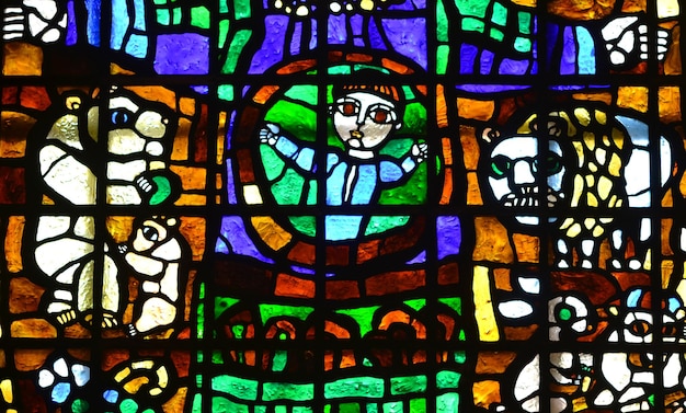 Woman with child stained glass