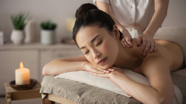 Woman with closed eyes enjoying the massage