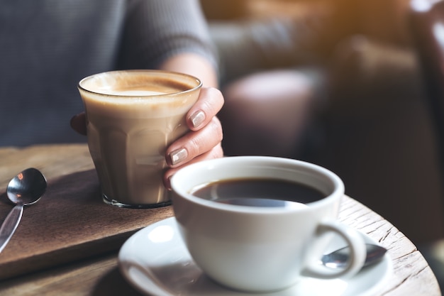 女性、コーヒー、カップ