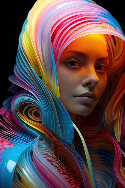 Photo a woman with colorful hair and a colorful hair style