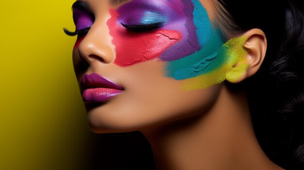 Woman with a colorful make up