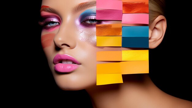 Photo woman with a colorful make up
