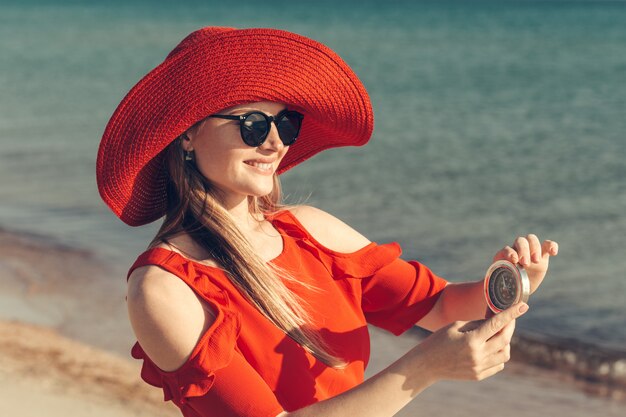 Woman with a compass