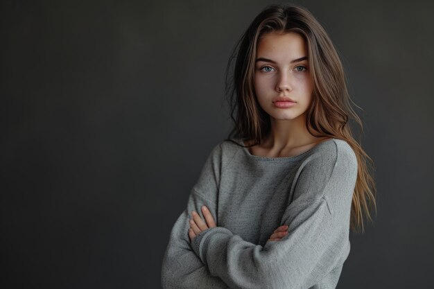 Woman With Crossed Arms Posing for Picture